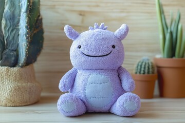Fototapeta premium The cute and fun 3D animated purple monster figurine