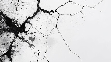 Obraz premium Abstract Black and White Cracked Texture: A Monochromatic Study of Fracture and Decay