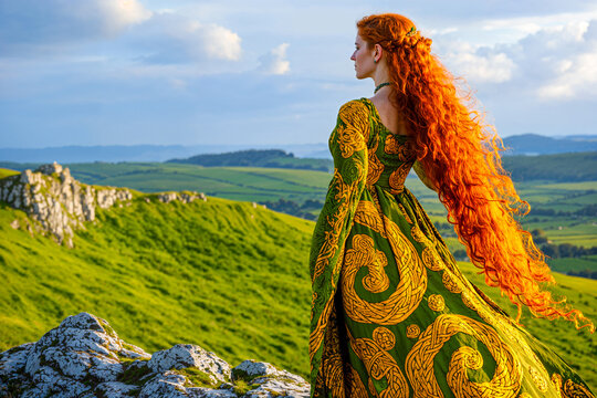 Brigid, Celtic goddess of healing, wisdom and poety, Tuatha D&eacute; Danann, Ireland mythology, copyspace