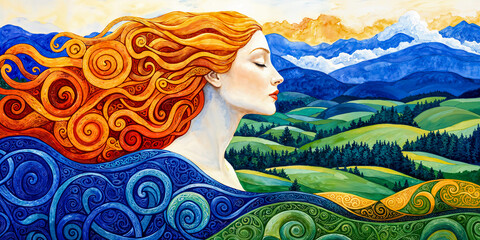 Brigid, Celtic goddess of healing, wisdom and poety, Tuatha D&eacute; Danann, Ireland mythology, wide banner