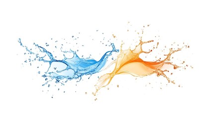 Dynamic Blue and Orange Liquid Splashes: A Vibrant Digital Illustration AI Generated