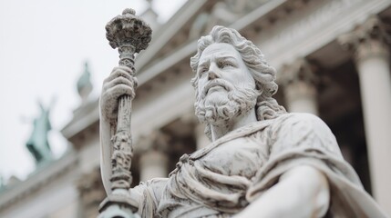 Obraz premium Ancient Roman statue in front of a building