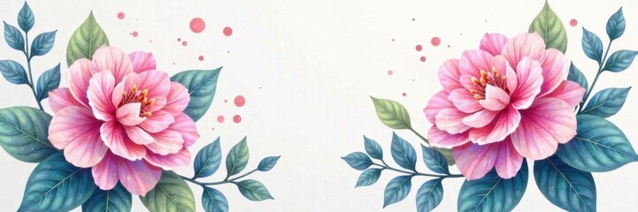 Fototapeta premium Intricate hand-painted hydrangeas and eucalyptus in soft pastel colors , art, illustration