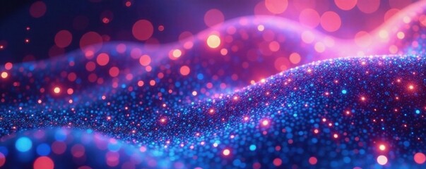 Fototapeta premium Iridescent mesh background with tiny, glowing silver particles dancing in a mesmerizing pattern , iridescent, glowing, particle