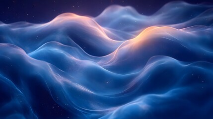 Fototapeta premium Ethereal Blue Waves, A Serene Abstract Landscape of Light and Shadow