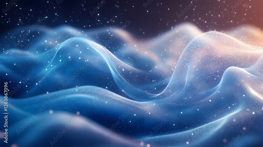 Poster celestial dust waves of light and shadow digital rendering background