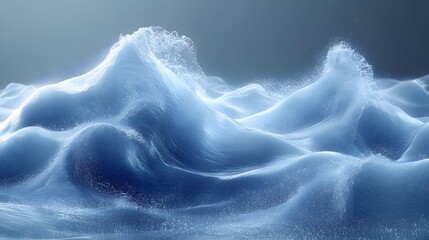 Abstract Blue Ocean Waves with Crashing Water and Dynamic Formations