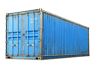 Fototapeta premium Blue Shipping Container on Transparent Background