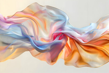 Fototapeta premium 3D render of abstract, colorful fabric floating gracefully in mid-air, background