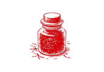 Saffron plant hand drawn sketch vector