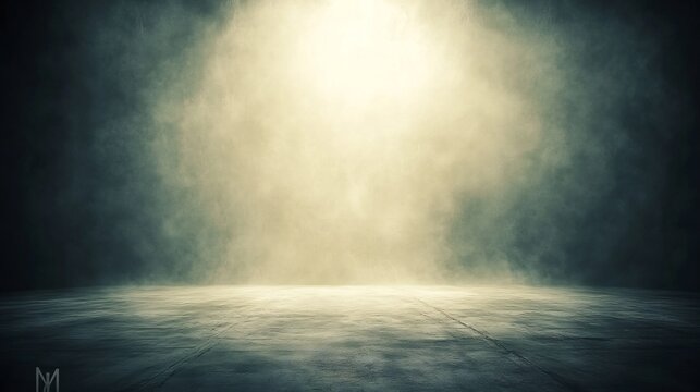Dramatic Spotlight Illuminates Smoky Stage. AI Generated