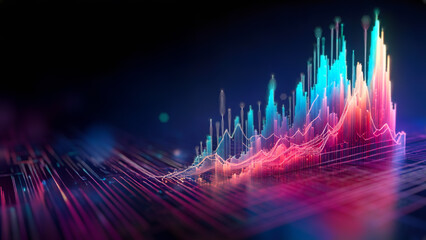 Rising colorful business 3d charts