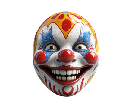 Colorful Clown Mask on Transparent Background