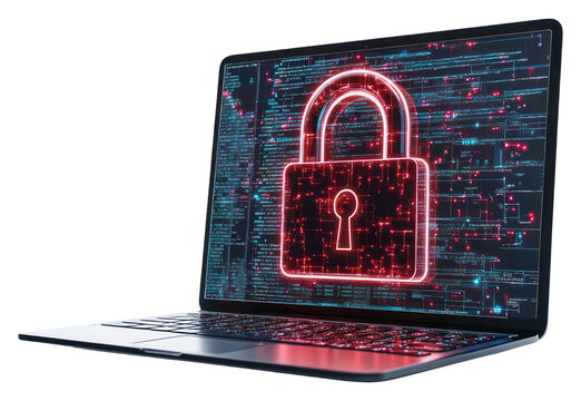 PNG Digital padlock in front of a laptop computer as concept for cyber security and data protection technology digital cybersecurity.