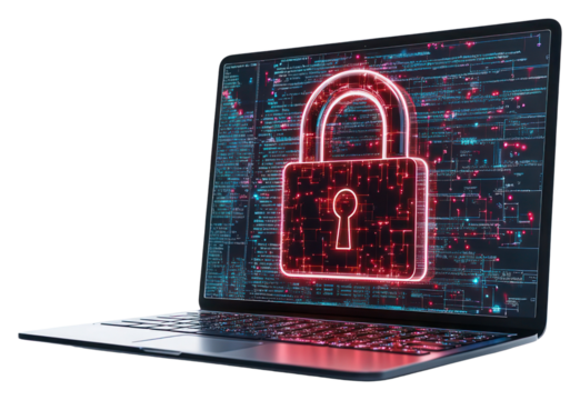 PNG Digital padlock in front of a laptop computer as concept for cyber security and data protection technology digital cybersecurity.