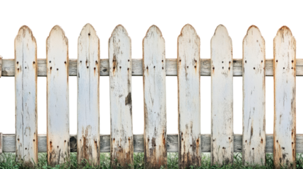 Weathered White Wooden Fence with Rustic Charm and Character