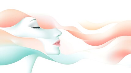 Serene Woman in Pastel Waves: A Dreamlike Portrait