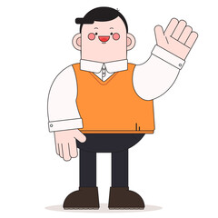 동그란 캐릭터(남자+조끼+셔츠+귀여운+만화)
