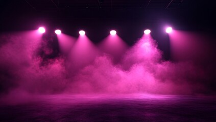 Pink stage lighting with smoke effect.