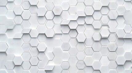 Abstract 3D Render: White Hexagon Pattern Texture AI Generated