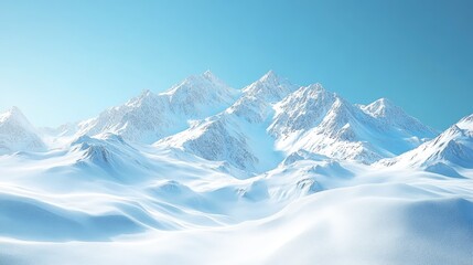 Fototapeta premium Snowy mountain range landscape, serene, vast, untouched wilderness. Ideal for nature, winter, adventure tourism