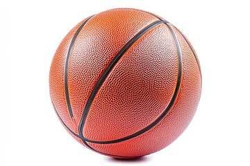 Obraz premium Close-up of a Textured Orange Basketball Isolated on a White Background for Sports and Recreation Themes