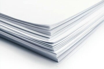 Close-up View of Neatly Stacked Blank Sheets of Paper on a Smooth Surface for Creative and Office Use in Various Settings