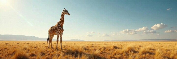 Obraz premium Colossal giraffe shape in open space, giraffe, silhouette, landscape