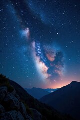 Fototapeta premium Comet streaks across starry sky at night , galaxy, space, comet