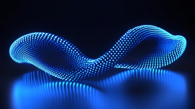Abstract Blue Glowing Wave Dynamically Flows Dark Background. AI Generated