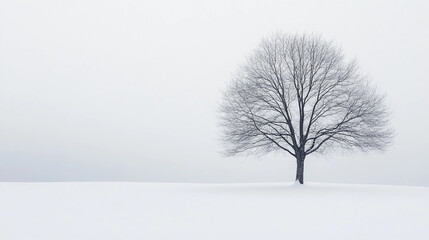 Minimalist landscape with a single tree