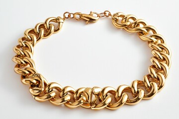 Obraz premium Elegant Gold Chain Bracelet with Polished Links and Secure Clasp, Perfect for Fashion Accessories and Everyday Wear