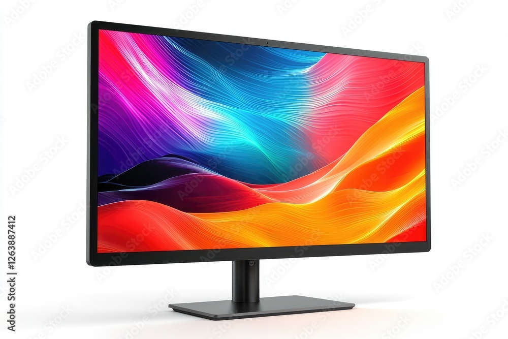 Poster high-resolution computer monitor with colorful abstract background, ideal for technology, design, an