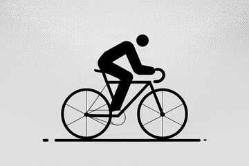 Obraz premium Minimalist Black Silhouette of Cyclist on White Textured Background - Sport, Cycling, Transportation, Exercise, Icon, Simple Graphic