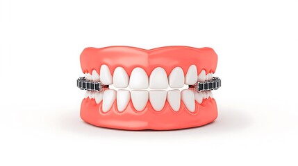 3D Render of Teeth with Lingual Braces AI Generated