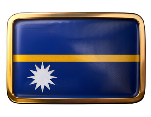 ナウルの国旗のブローチ。白背景。(Nauru flag brooch on white background.)
