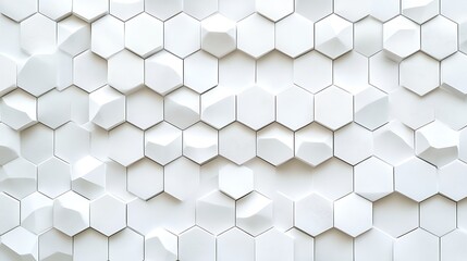Naklejka premium Textured White Hexagon 3D Render: Abstract Geometric Wall Design AI Generated