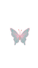 Blue and pink butterfly in retro style