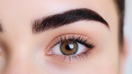 Fototapeta premium Eyebrow fashion natural symmetry concept. Meticulously Groomed and Naturally Flawless Eyebrow Design for Captivating Feminine Beauty