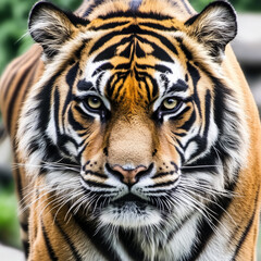 Obraz premium Close-Up of a Majestic Tiger with Fierce Gaze