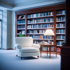 omfortable Reading Chair in a Home Library With Bookshelves