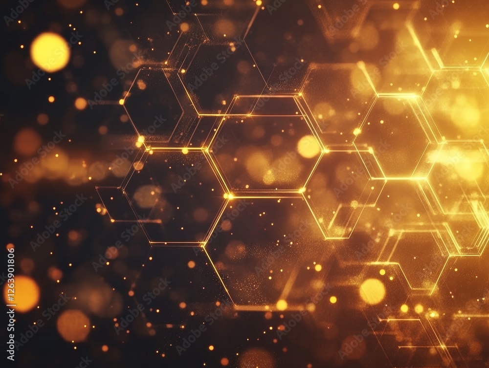 Poster abstract background with glowing lights hexagon - ai