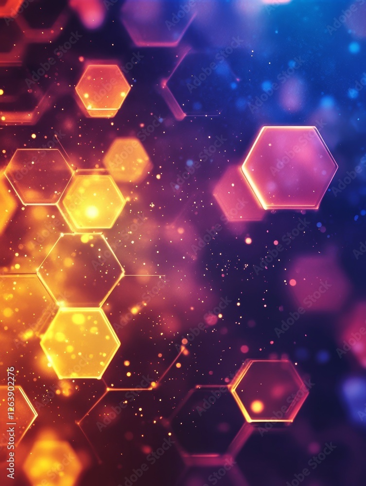 Poster abstract background with glowing lights hexagon - ai