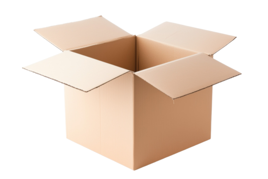 Cardboard box is open and empty