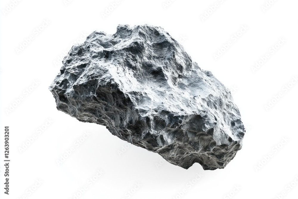 Poster rough and textured rock isolated on a clean white background in a studio setting for natural and ear