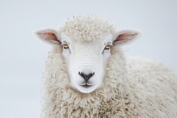 Cute and fluffy white sheep with soft wool and gentle expression, perfect for farm, nature, and animal-themed projects and publications