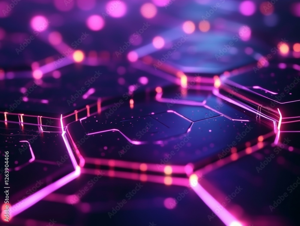 Poster abstract background with glowing lights hexagon - ai