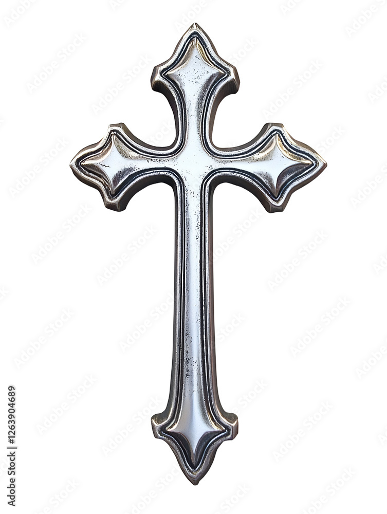 Poster silver cross with a pointed top and a pointed bottom
