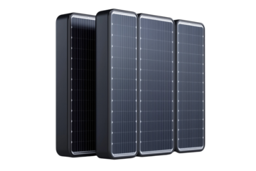 Three solar panels are shown in a row