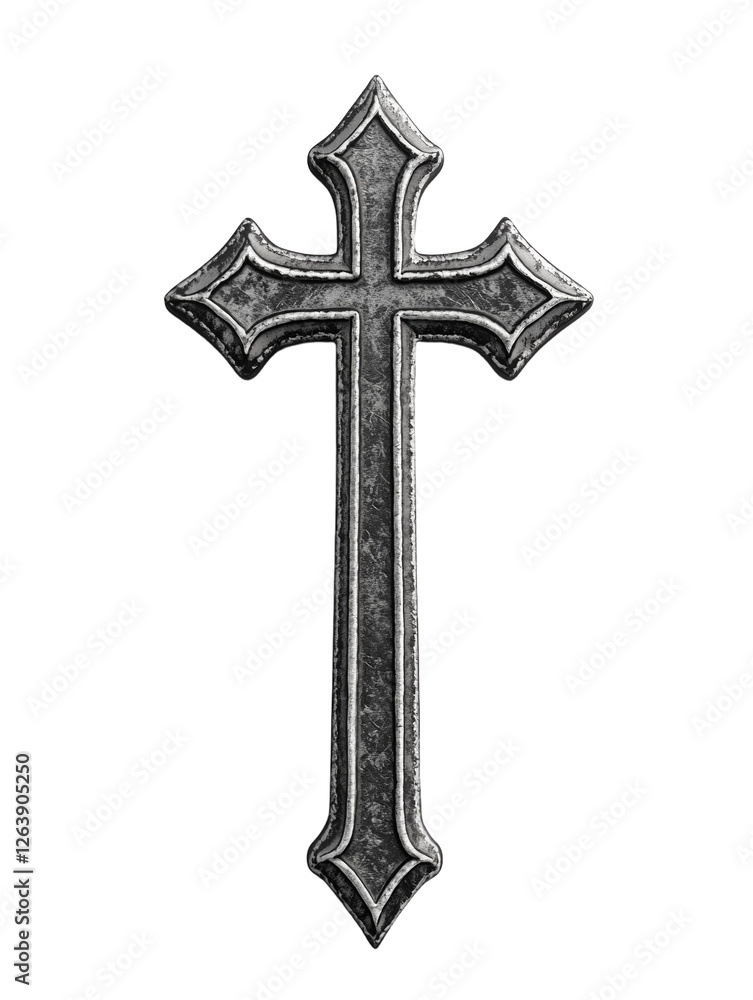 Poster silver cross with a pointed top and a pointed bottom